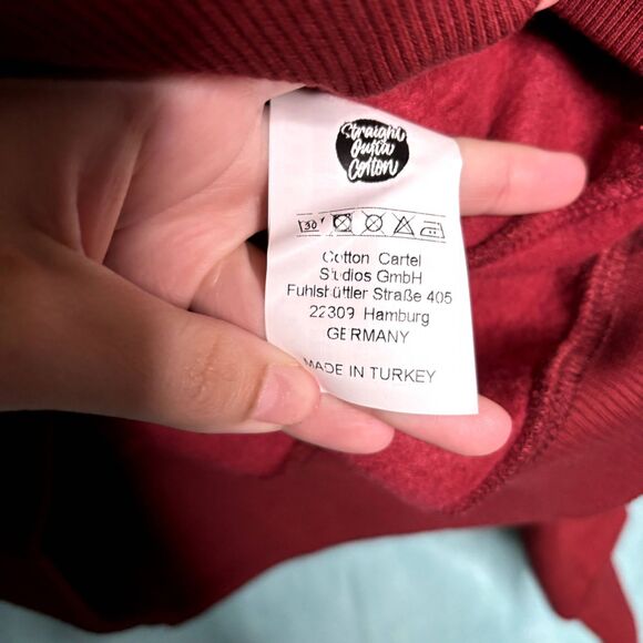 Straight Outta Cotton NWT Fleece Lined Unisex Hoodie Maroon small - Picture 3 of 8